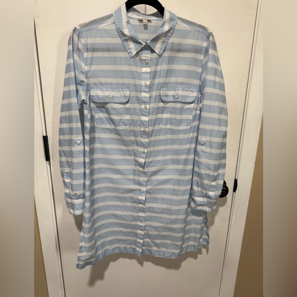 Talbots Blue and White Striped Mini Dress-#1214